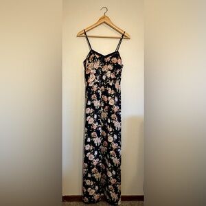 Xhilaration Black Dress with Floral Pattern